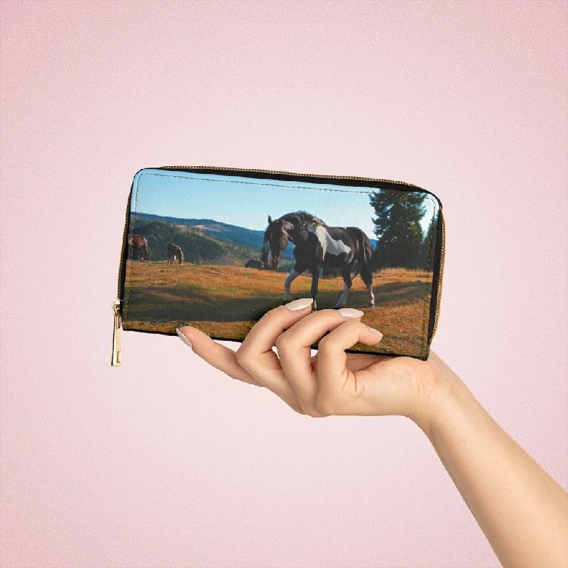 Printed phone wallets with motivational quotesWristlet Phone Wallet, Landscape and Horse Graphic Purse