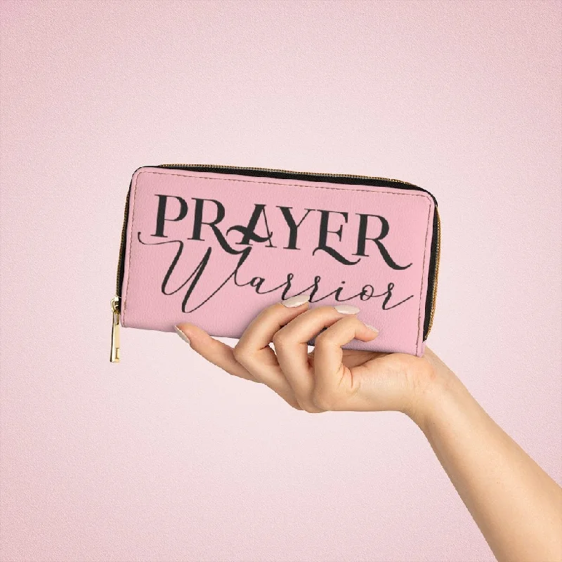 Clear phone wallets for easy access to ID and cashWristlet Phone Wallet, Light Pink and Black Prayer Warrior Graphic Purse