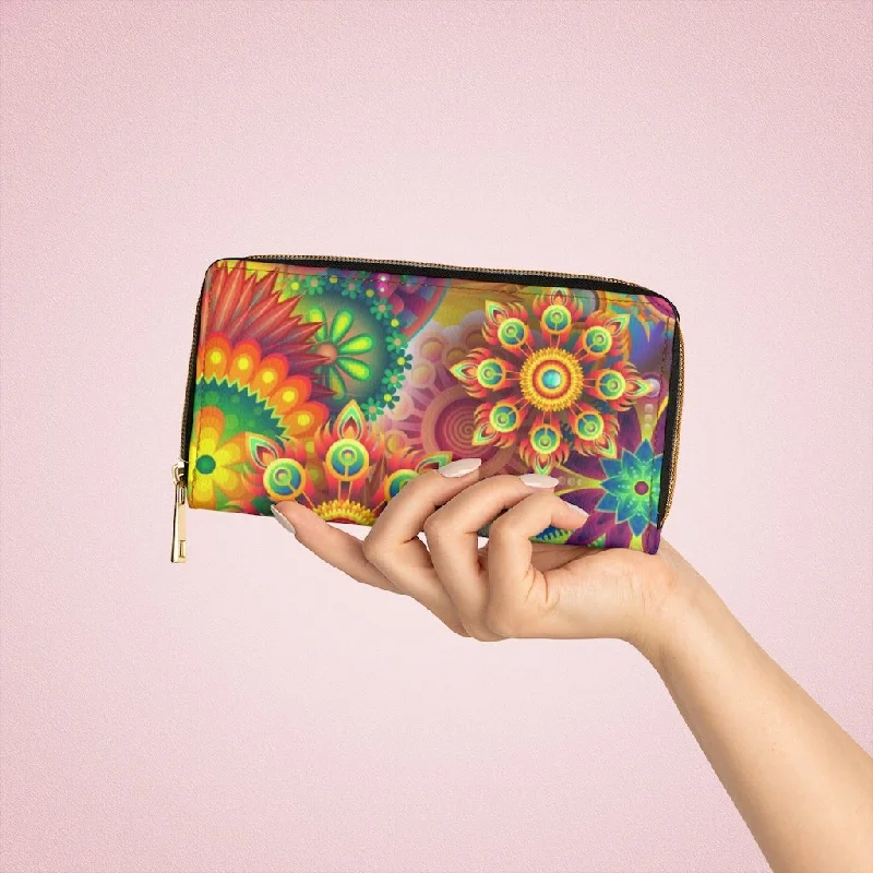 RFID - blocking phone wallets for enhanced securityWristlet Phone Wallet, Multicolor Geometric Floral Style Purse