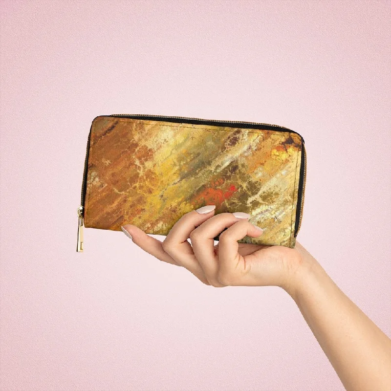 Magnetic phone wallets for convenient attachmentWristlet Phone Wallet, Multicolor Rust Marble Style Purse