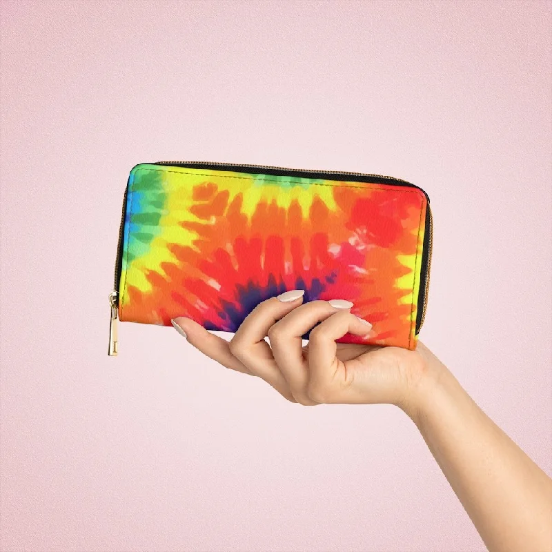 Phone wallets with detachable straps for hands - free carryingWristlet Phone Wallet, Multicolor Tie Dye Style Purse