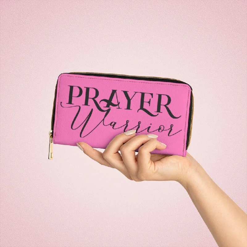 Suede phone wallets for a luxurious lookWristlet Phone Wallet, Pink and Black Prayer Warrior Graphic Purse