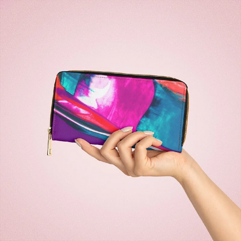 Waterproof phone wallets for beach and pool useWristlet Phone Wallet, Pink and Purple Multicolor Abstract Style Purse