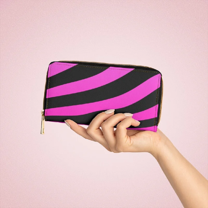 Phone wallets for Nokia X30Wristlet Phone Wallet, Purple and Black Zebra Stripe Style Purse