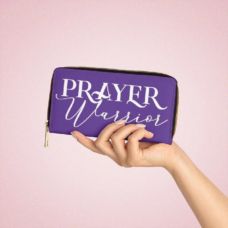 Faux fur phone wallets for a cozy lookWristlet Phone Wallet, Purple and White Prayer Warrior Graphic Purse