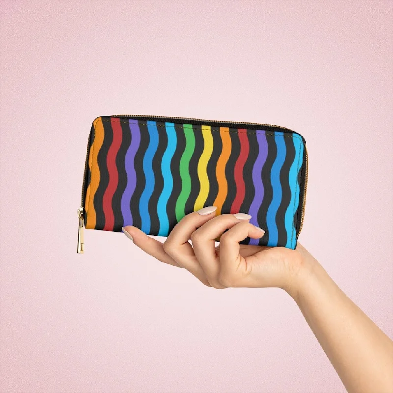 Fabric - lined phone wallets for a soft touchWristlet Phone Wallet, Rainbow Swirl V-Stripe Style Purse