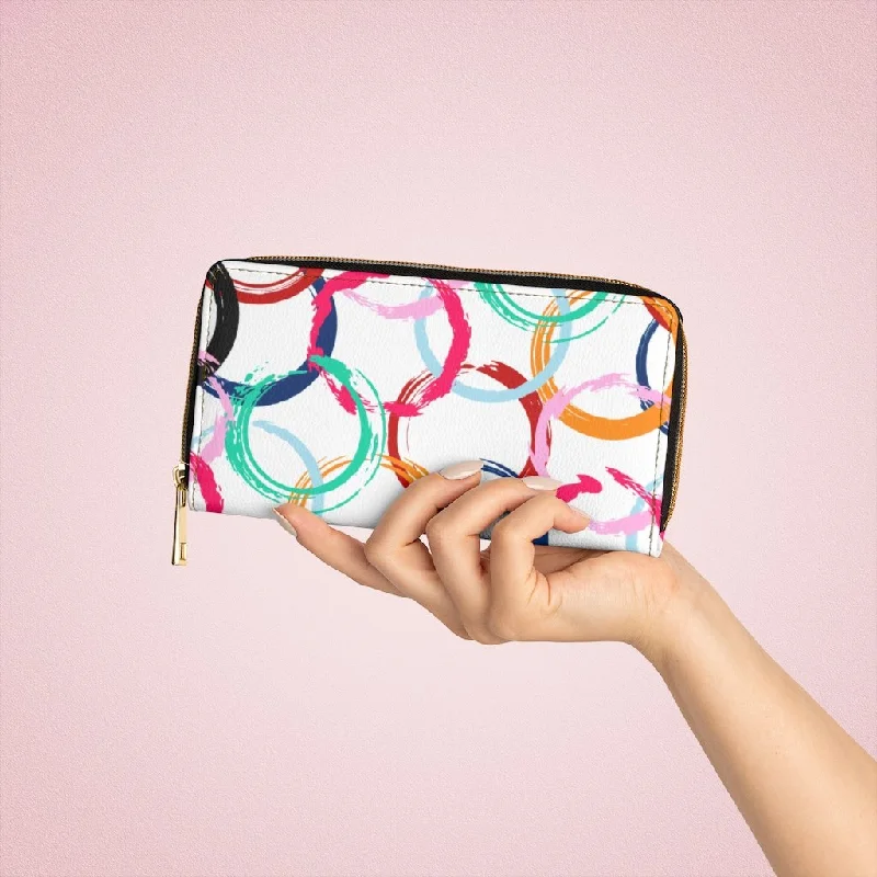 Phone wallets for plus - size smartphonesWristlet Phone Wallet, White Multicolor Circular Style Purse