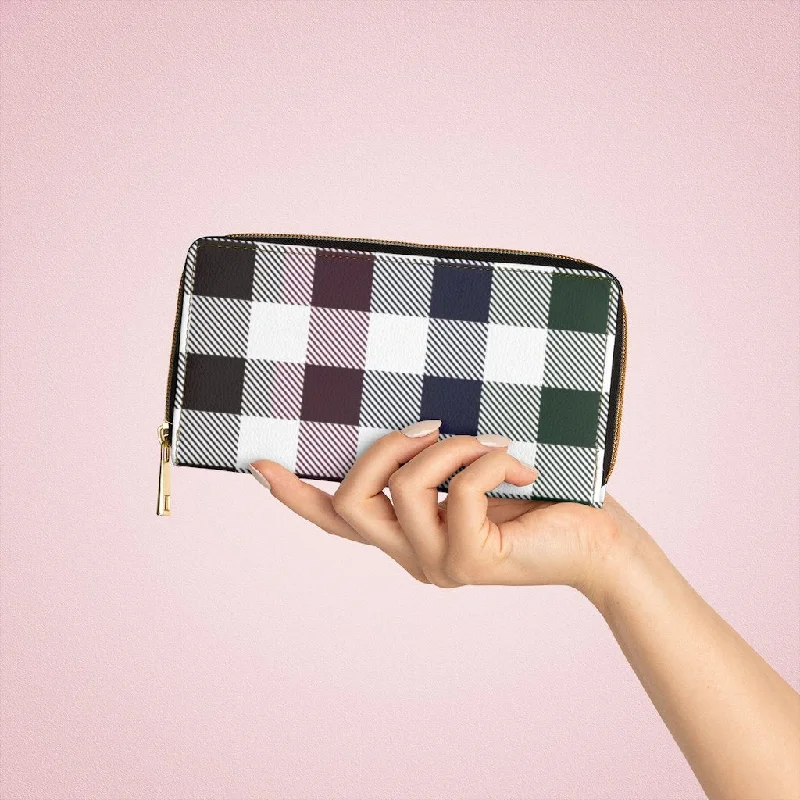 Slim phone wallets for a minimalist lookWristlet Phone Wallet, White Multicolor Plaid Style Purse