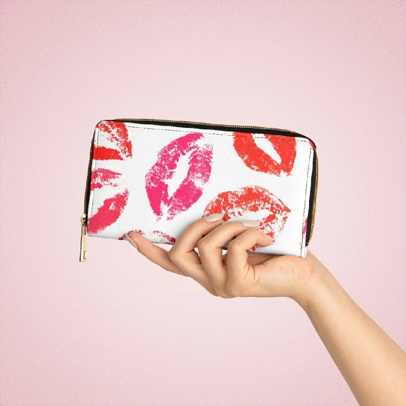 Phone wallets for Honor Magic 6Wristlet Phone Wallet, White and Red Lipstick Kisses Style Purse