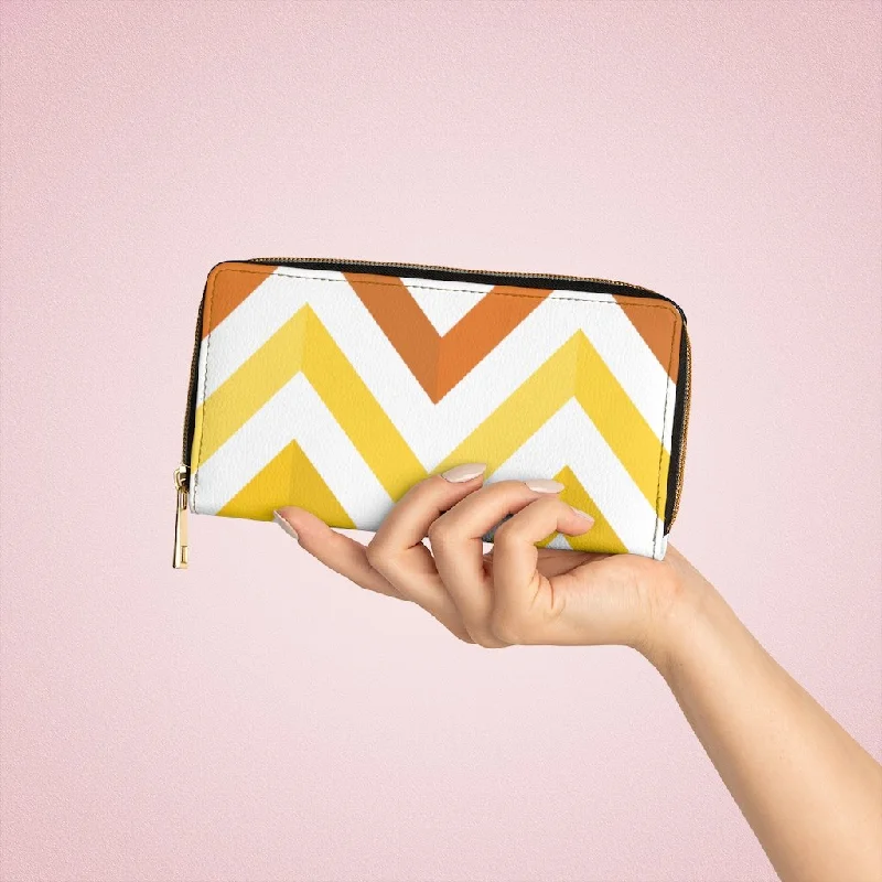 Phone wallets compatible with wireless chargingWristlet Phone Wallet, White and Yellow Geometric Style Purse