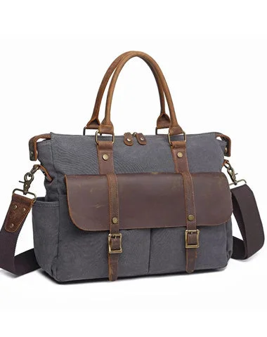 Canvas Leather Mens Womens Handbag Briefcase Bag Side Bag Travel Bag for Women