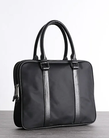 Classic Black Nylon Briefcase Mens Black Nylon 13'' Laptop Briefcase Handbag Purse for Men