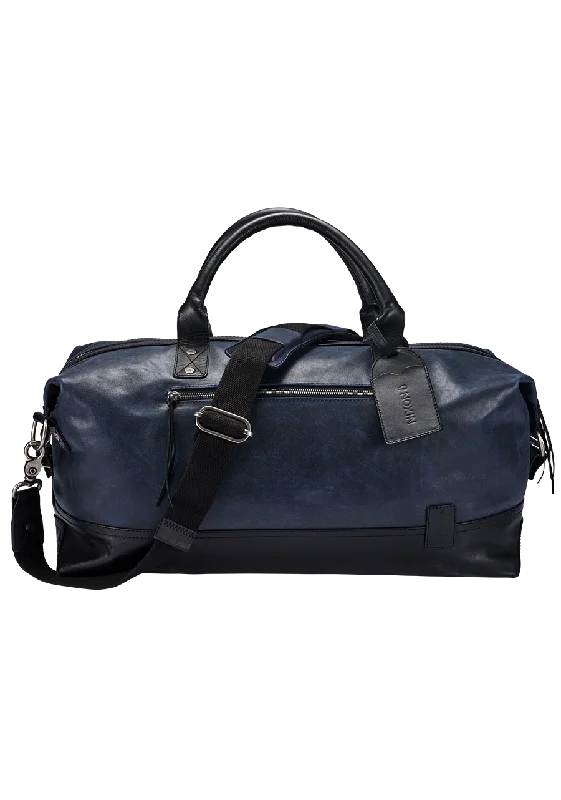 Leather duffel bags with antique brass hardware for a classic and luxurious lookDesperado Duffel II - Navy / Black