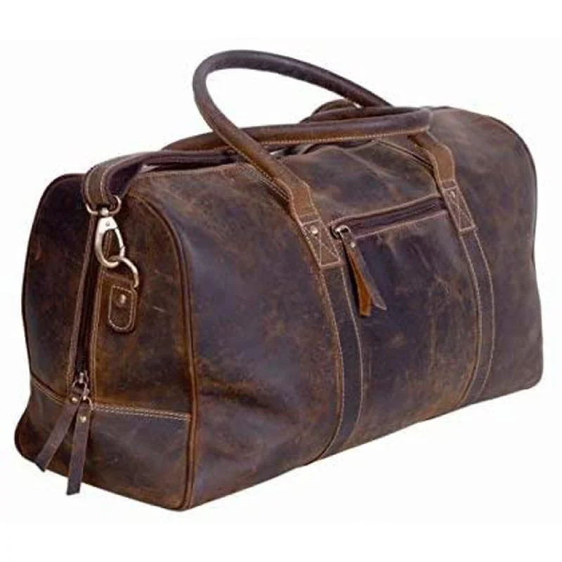 Duffel bags with a built-in shoe compartment to keep shoes separateFR Fashion Co. 20" Men's Vintage Distressed Buffalo Leather Duffle Bag