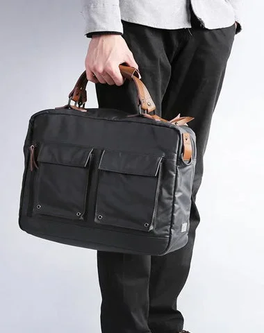 Fashion PVC Canvas Men's Khaki Large Handbag Briefcase Business Laptop Business For Men