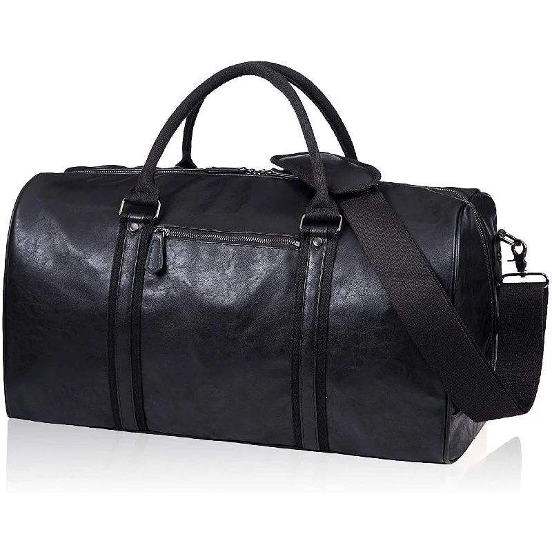 Soft-sided duffel bags with padded shoulder straps for comfortFR Fashion Co. 21" Men's Classic Leather Duffle Bag