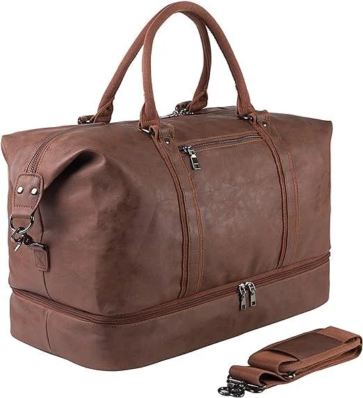 Designer duffel bags with unique patterns and high-end materialsFR Fashion Co. 24" Men's Leather Travel Duffel Bag