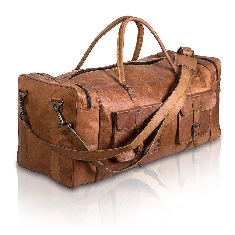 Foldable duffel bags for easy storage when not in useFR Fashion Co. 32" Men's Grain Leather Duffel Bags