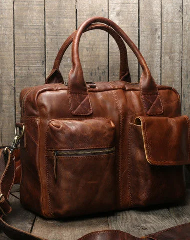 Handmade leather men Briefcase messenger large vintage shoulder laptop bag vintage bag