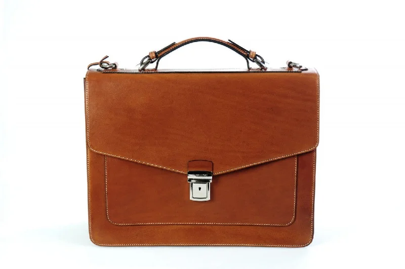 Leather Briefcase - The Arrezo - Terra Tan