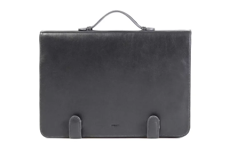 Leather Briefcase - Soft Leather Conference Case - Shark Grey