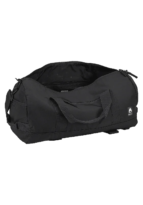 Sports duffel bags with ventilation systems to keep gear freshPipes 35L Duffle - All Black Nylon