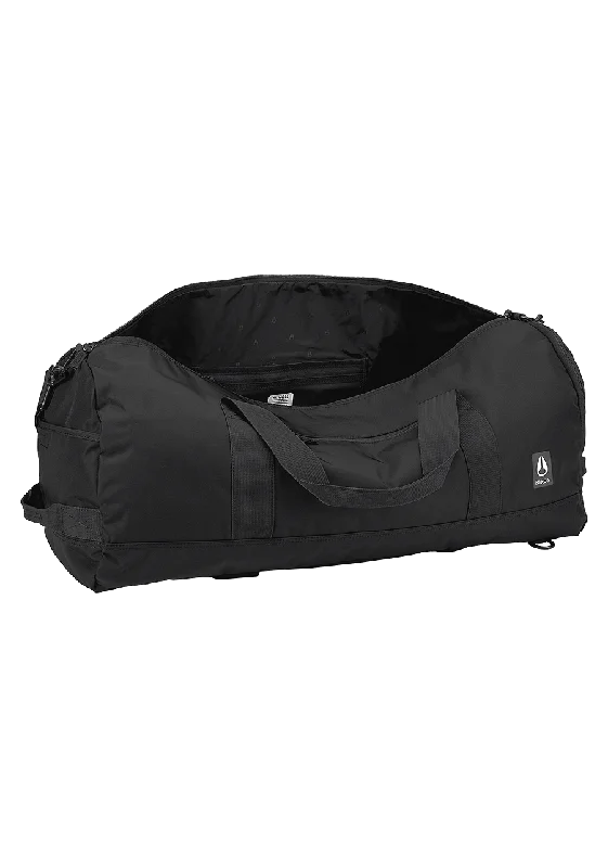 Military-style duffel bags with MOLLE webbing for attaching extra gearPipes 45L Duffle - All Black Nylon