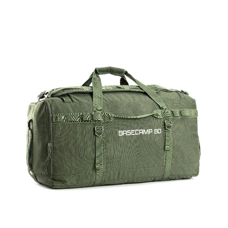 Vintage-inspired duffel bags with a distressed finish for a retro aestheticTripole Basecamp Duffel Bag for Long Travel and Hiking | Defense Grade | Water Repellent - 80 liters