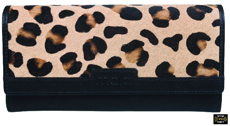 Magnetic - closure coin and key purses for easy accessMala Leather Matrah Collection Leather Animal Print Purse 3583_90