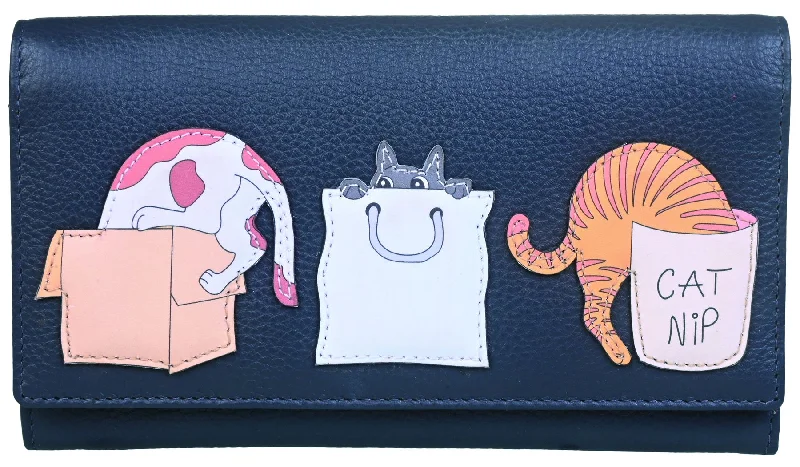 Vegan leather coin and key purses for eco - friendly consumersMala Leather Kitty Chaos Collection Leather Purse RFID Blocking 3598_74