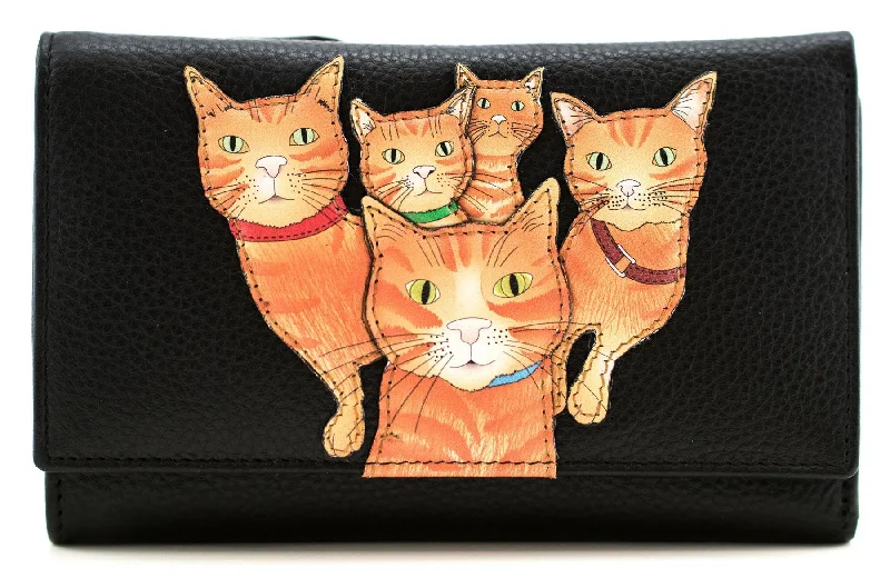 Leather coin and key purses with hand - stitched details for menMala Leather Kitty Crew Collection Leather Tri Fold Purse RFID Blocking 3682_36