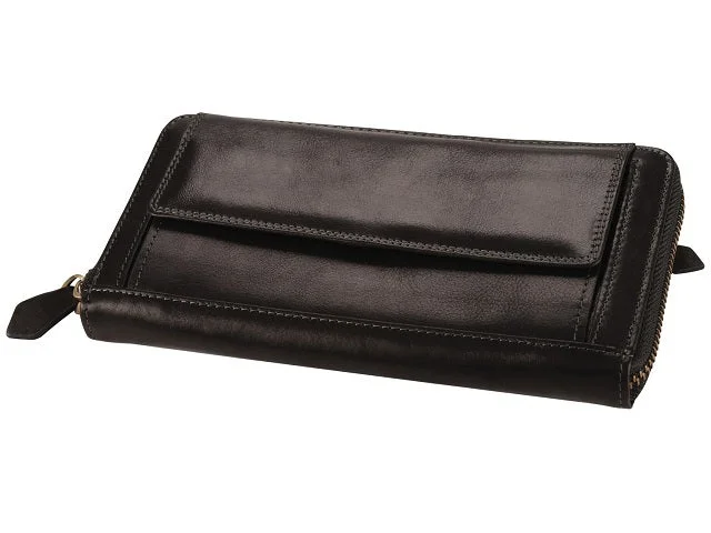 Leather coin and key purses with hand - stitched details for menAdpel Dakota Leather Purse | Black