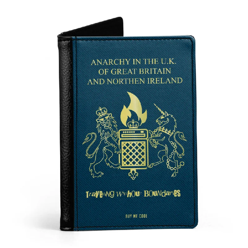 Embroidered Silk Passport Covers & Wallets with Gold Thread for Special OccasionsAnarchy In The UK - Passport Cover