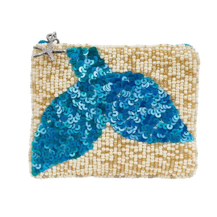 Magnetic - closure coin and key purses for easy accessBeaded coin purse -  Mermaid tail