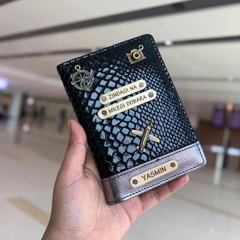 Vintage-Style Passport Covers & Wallets with Brass Hardware for Retro EnthusiastsBlack Personalized Passport Cover - Zindagi Na Milegi Dobara