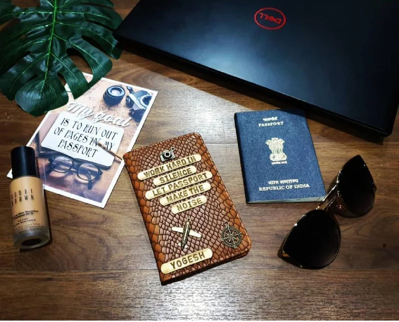 Antique Copper Passport Covers & Wallets with Intricate Engravings for CollectorsPersonalised Brown two tone snake Passport Cover