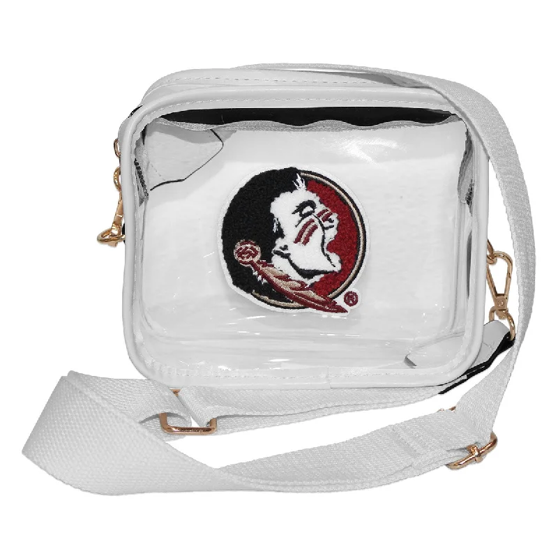 Foldable coin and key purses made of flexible PVC for travelCapri Designs Chenille Seminole Logo Varsity Patch Clear Crossbody