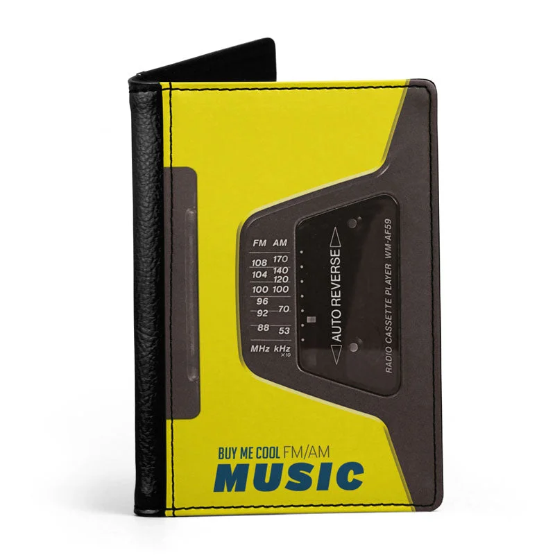 Vintage-Style Passport Covers & Wallets with Brass Hardware for Retro EnthusiastsCassette Player Yellow - Passport Cover