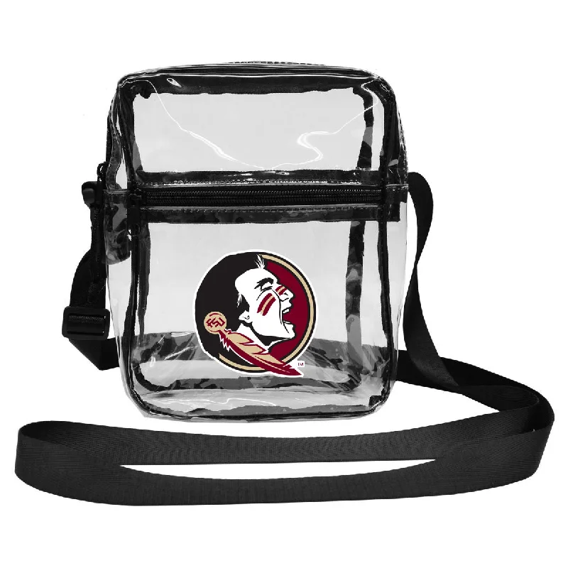 Glittery sequined coin and key purses for partygoersLittle Earth Seminole Logo Clear Sideline Purse