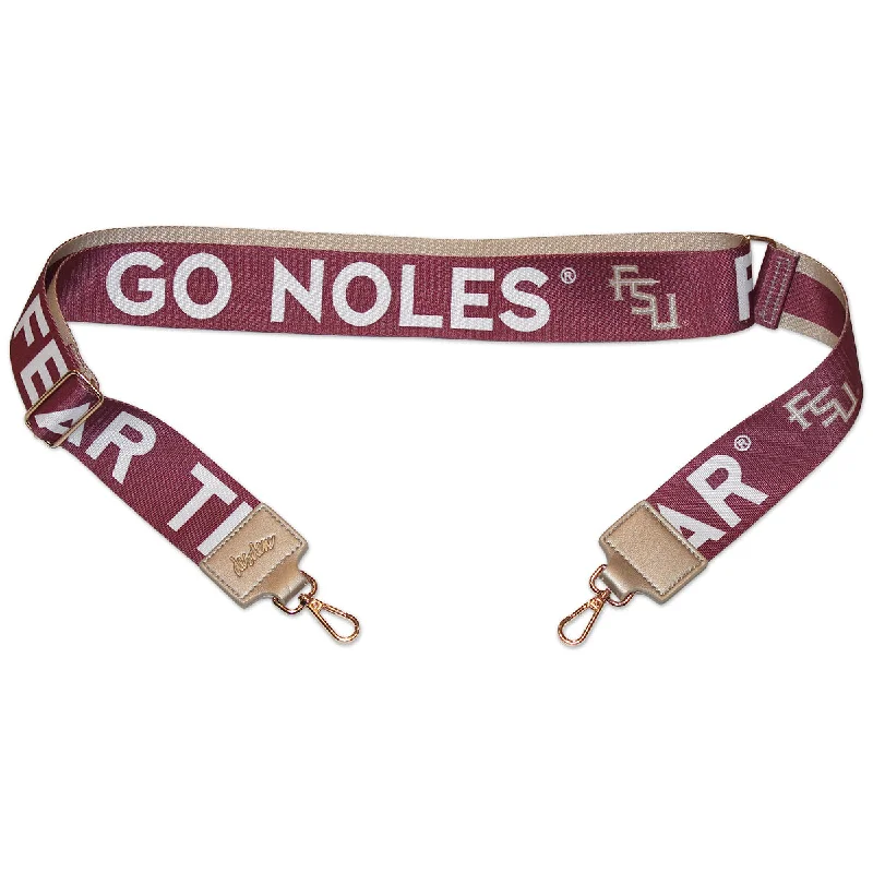 Magnetic - closure coin and key purses for easy accessDesden Stacked FSU Fear The Spear/Florida State Design 2" Wide Purse Strap - Garnet/Gold