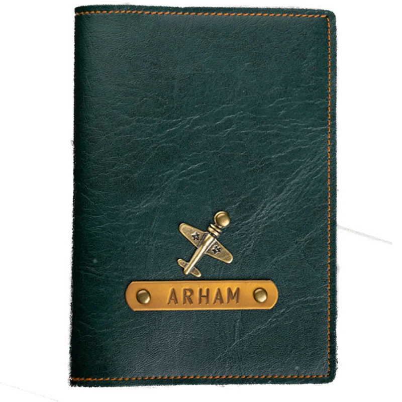 Silver-Plated Passport Covers & Wallets with Gemstone Accents for Elegant WomenPersonalized Forest Green Leather Finish Passport Cover