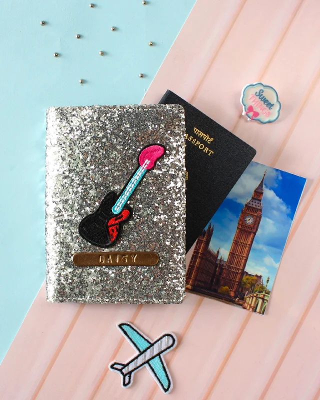 Silver-Plated Passport Covers & Wallets with Gemstone Accents for Elegant WomenPersonalised Silver Glitter Passport Cover