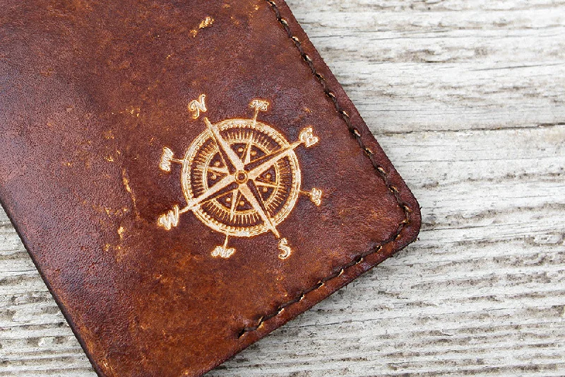 Magnetic-Closure Passport Covers & Wallets for Quick AccessLeather Passport Cover, Compass