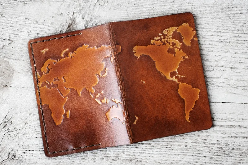 Cartoon-Themed Passport Covers & Wallets for Kids and Young AdultsLeather World Map Passport Cover