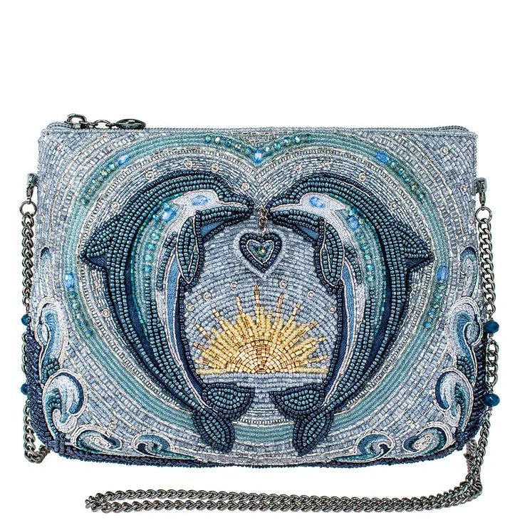 Leather coin and key purses with hand - stitched details for menMARY FRANCES "Dolphin love" crossbody handbag