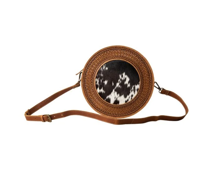 Laser - cut metal coin and key purses with geometric designsMyra Bag: "MOJAVE ROUND BAG"