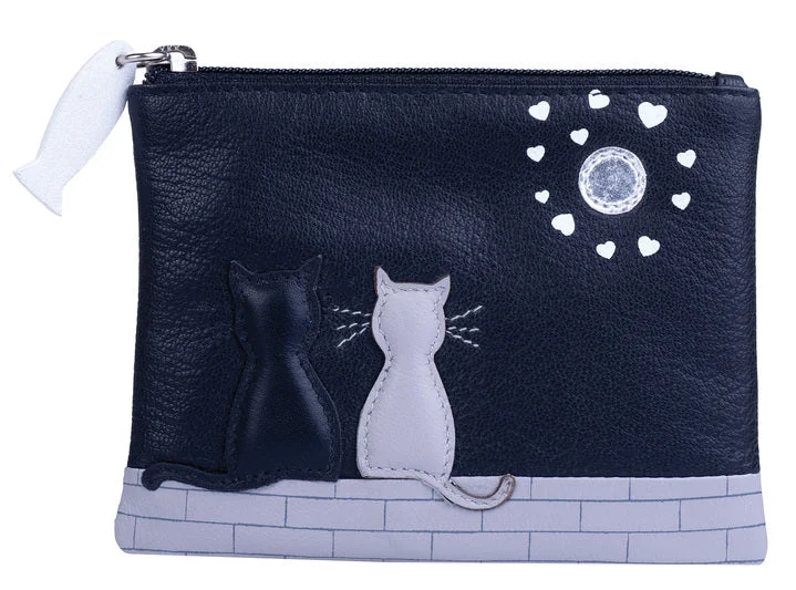 Monogrammed leather coin and key purses as personalized giftsNew Midnight Cats Coin Purse - RFID