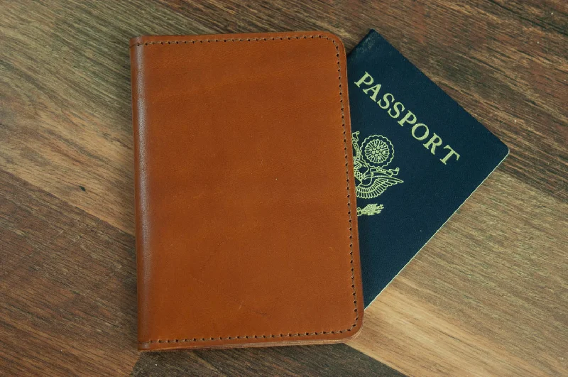 Laser-Cut Metal Passport Covers & Wallets with Geometric Designs for Tech-SavvyPassport Cover - Toffee Tan