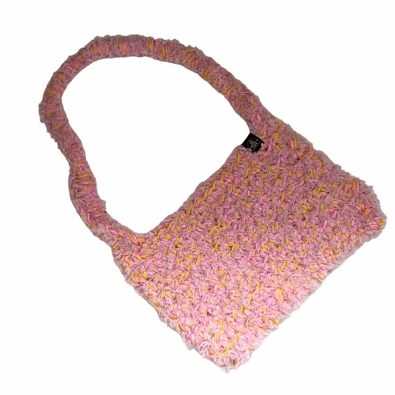 Colorful fabric coin and key purses with floral patterns for girlsPink Lemonade Crochet Handbag