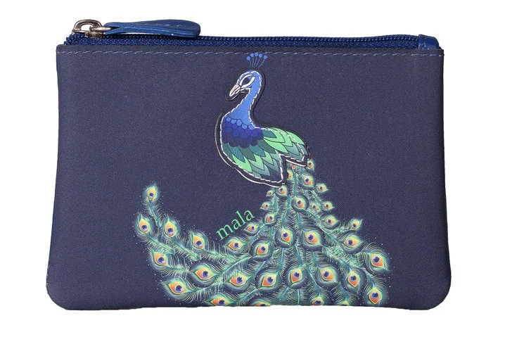 Foldable coin and key purses made of flexible PVC for travelPinky Peacock Coin Purse